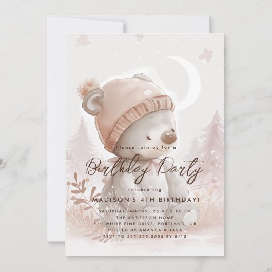 Schattige Baby Beer Verjaardagsfeest Kaart (Voorkant)