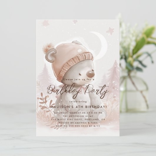 Schattige Baby Beer Verjaardagsfeest Kaart (Staand voorkant)