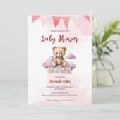 Schattige Baby Beer Waterverf Baby shower Uitnodig Kaart (Staand voorkant)