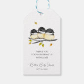 Schattige Baby Bird Chickadees Baby shower Cadeaulabel (Voorkant)