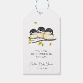 Schattige Baby Bird Chickadees Baby shower Cadeaulabel