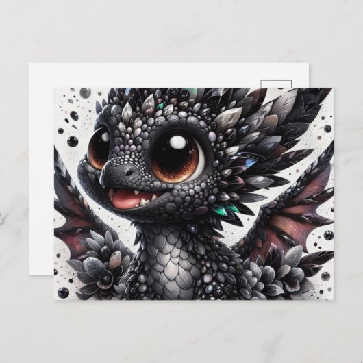 Schattige Baby Black Dragon Briefkaart (Voorkant / Achterkant)
