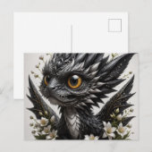 Schattige Baby Black Dragon White Flowers Briefkaart (Voorkant / Achterkant)