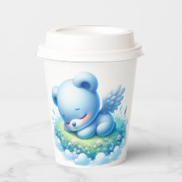SCHATTIGE BABY BLAUW BEER SLAPEN OP GRAS PAPIEREN BEKERS