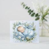 Schattige Baby Blauw briefkaart (Staand voorkant)