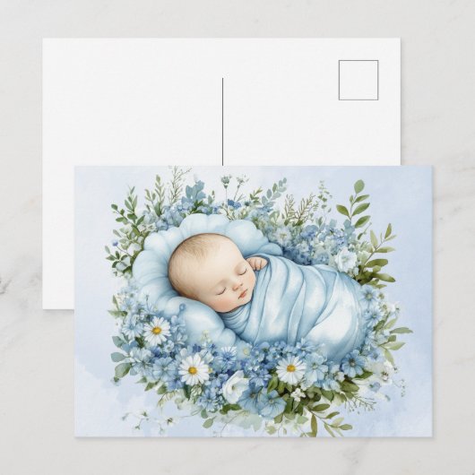 Schattige Baby Blauw briefkaart (Voorkant / Achterkant)