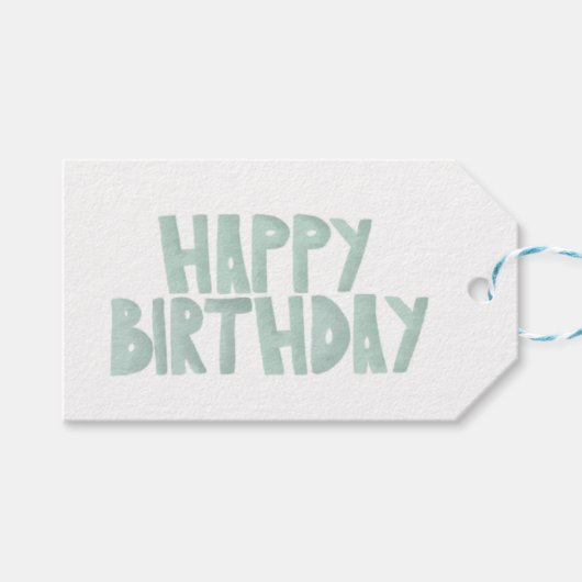 Schattige Baby Blauw Eenvoudig Gelukkig Verjaardag Cadeaulabel (Voorkant (Horizontaal))