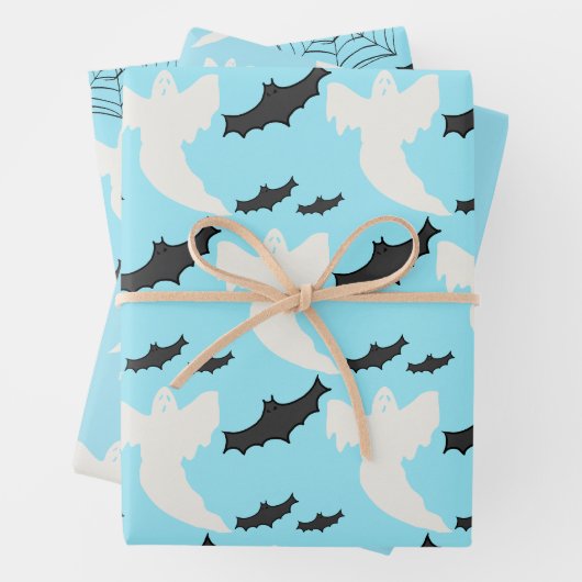 Schattige Baby Blauw Ghost Bat Wrapping Paper Set (In situ)