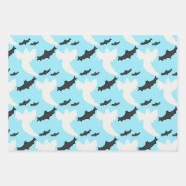 Schattige Baby Blauw Ghost Bat Wrapping Paper Set