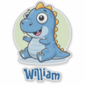 Schattige Baby Blauwe Dinosaurus Sticker (Voorkant)