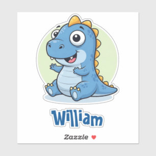 Schattige Baby Blauwe Dinosaurus Sticker