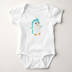 Schattige baby blauwe pinguïn vector actie romper