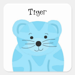 Schattige baby blauwe tijger vierkante sticker