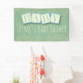 Schattige Baby Blocks Jongen Baby shower Spandoek (Insitu)