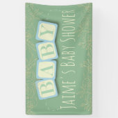 Schattige Baby Blocks Jongen Baby shower Spandoek (Verticaal)