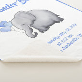 Schattige Baby Blue Birth Stats Nursery Elephant Sherpa Deken (3/4)