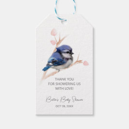 Schattige Baby Blue Jay Baby shower Cadeaulabel