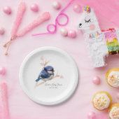 Schattige Baby Blue Jay Baby shower Papieren Bordje (Feest)