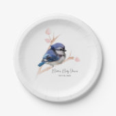 Schattige Baby Blue Jay Baby shower Papieren Bordje (Voorkant)