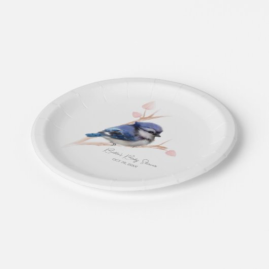 Schattige Baby Blue Jay Baby shower Papieren Bordje (Gekanteld)