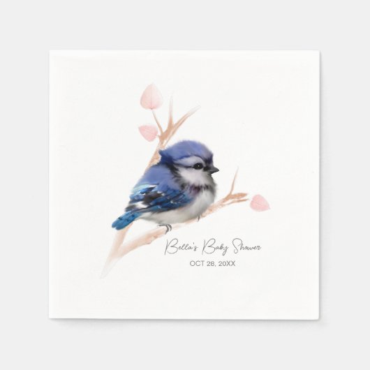 Schattige Baby Blue Jay Baby shower Servet (Voorkant)