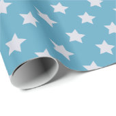 Schattige Baby Blue Star Lichtgrijs Herhalingspatr Cadeaupapier (Rol Hoek)