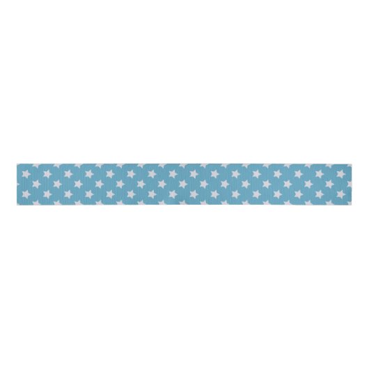 Schattige Baby Blue Star Lichtgrijs Herhalingspatr Grosgrain Lint (Voorkant)