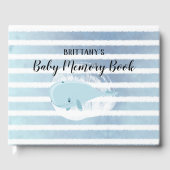 Schattige Baby Blue Whale Striped Baby Memory Boek (Voorkant)