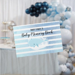 Schattige Baby Blue Whale Striped Baby Memory Boek
