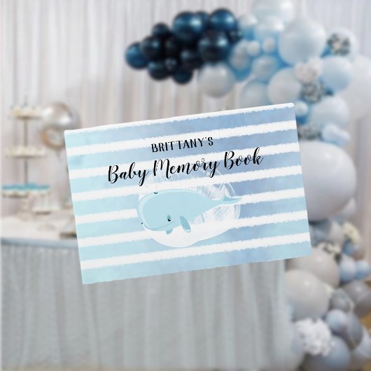 Schattige Baby Blue Whale Striped Baby Memory Boek