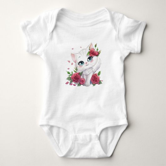 Schattige Baby Bodysuit - Schattigee Cat Cartoon (Voorkant)