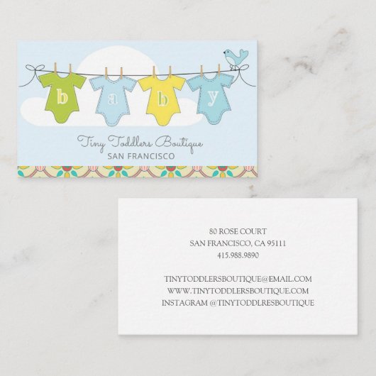 Schattige Baby Boutique Online Shop Visitekaartje (Voorkant / Achterkant)