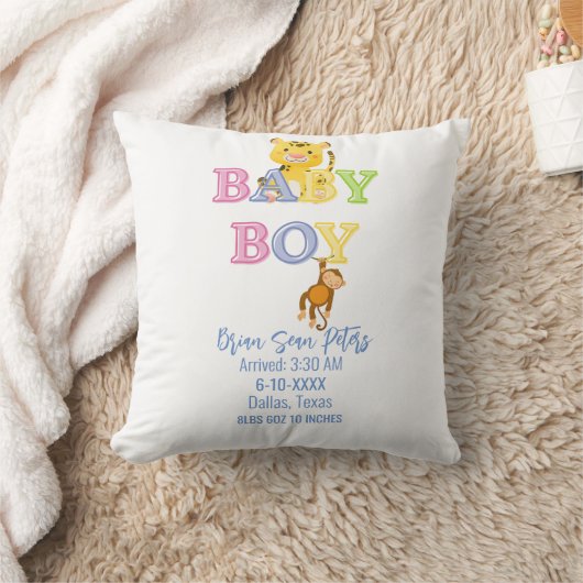 Schattige Baby Boy Cheetah Monkey Oerwoud Keepsake Kussen (Deken)
