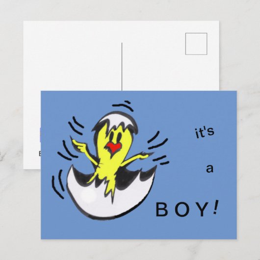 Schattige Baby Boy Chick Cartoon Briefkaart (Voorkant / Achterkant)