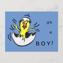 Schattige Baby Boy Chick Cartoon Briefkaart