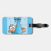 Schattige Baby Boy met Fopspeen in een Sling Bagagelabel (Achterkant horizontaal)