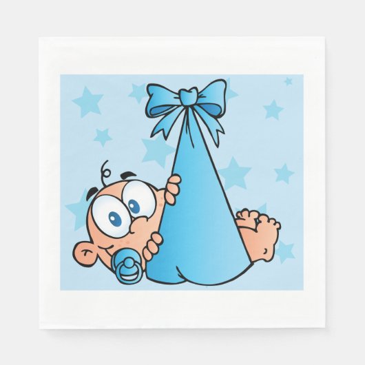 Schattige Baby Boy met Fopspeen in een Sling Servet (Voorkant)