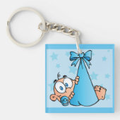 Schattige Baby Boy met Fopspeen in een Sling Sleutelhanger (Voorkant)