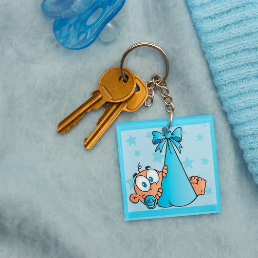Schattige Baby Boy met Fopspeen in een Sling Sleutelhanger