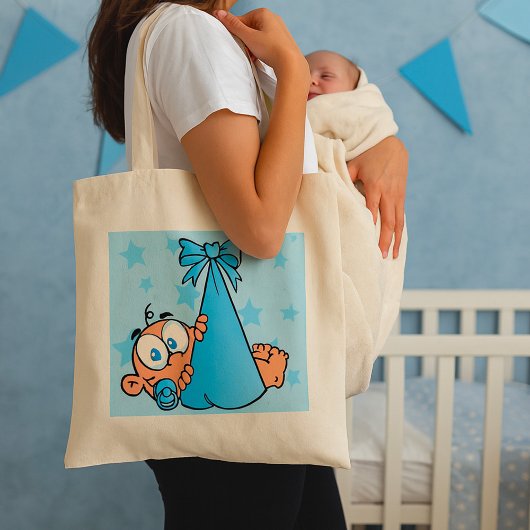 Schattige Baby Boy met Fopspeen in een Sling Tote Bag