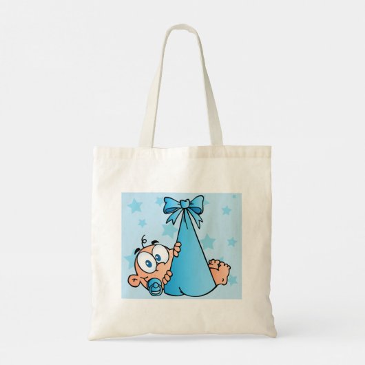 Schattige Baby Boy met Fopspeen in een Sling Tote Bag (Achterkant)