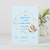 Schattige Baby Boy Shower Uitnodiging (Staand voorkant)