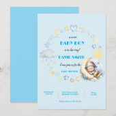 Schattige Baby Boy Shower Uitnodiging (Voorkant / Achterkant)