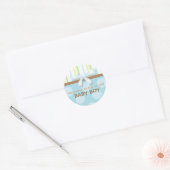 Schattige Baby Boy Stripes + Stippen Blauw Groen w Ronde Sticker (Envelop)
