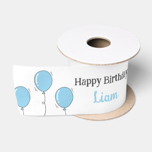 Schattige Baby Boy's First Birthday Blue Balloon C Satijnen Lint