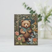 Schattige Baby Brown Beer William Morris geïnspire Briefkaart (Staand voorkant)