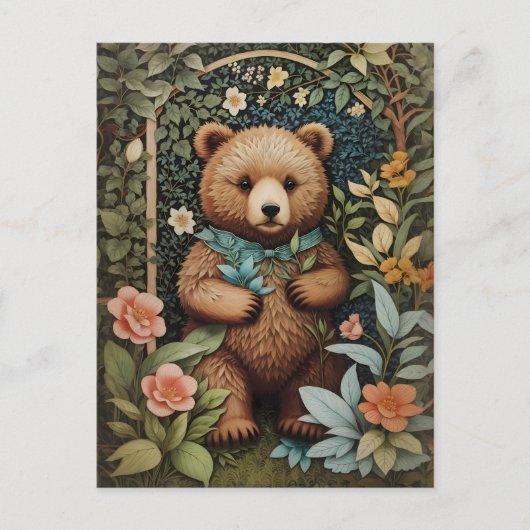 Schattige Baby Brown Beer William Morris geïnspire Briefkaart (Voorkant)