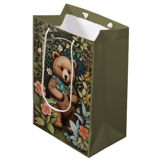 Schattige Baby Brown Beer William Morris geïnspire Medium Cadeauzakje (Voorkant Gekanteld)