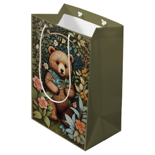 Schattige Baby Brown Beer William Morris geïnspire Medium Cadeauzakje (Achterkant Gekanteld)