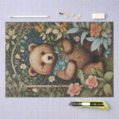 Schattige Baby Brown Beer William Morris geïnspire Tissuepapier (Craft)